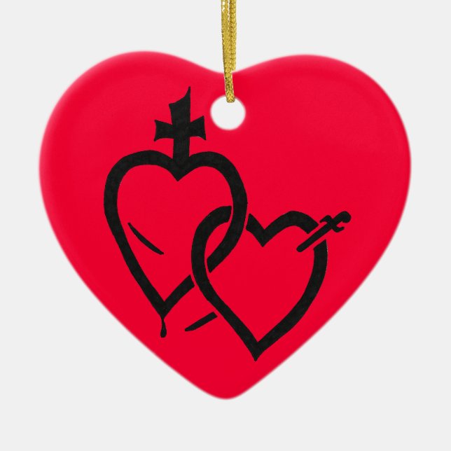 Sacred & Immaculate Hearts Ornament (Front)