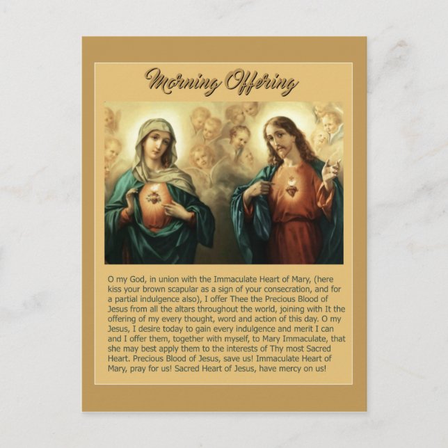 Sacred Jesus Immaculate Heart Mary Angels Cherubs Postcard (Front)