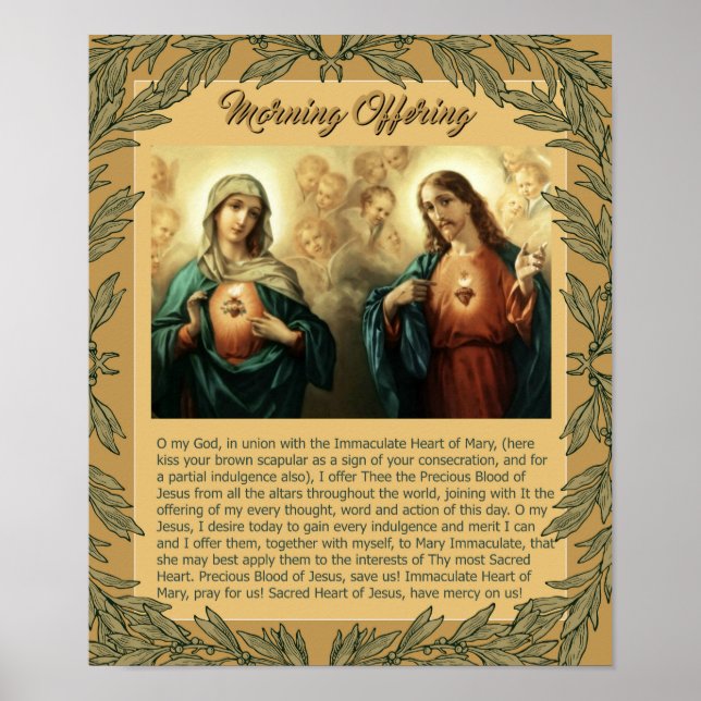Sacred Jesus Immaculate Heart Mary Angels Cherubs Poster (Front)