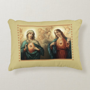 Sacred Jesus Immaculate Heart Mary Decorative Cushion