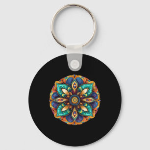 Sacred Lotus Mandala Boho Meditation Key Ring