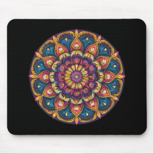 Sacred Lotus Mandala Boho Yoga Meditation  Mouse Mat