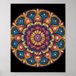 Sacred Lotus Mandala Boho Yoga Meditation Poster