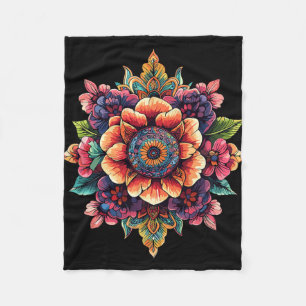 Sacred Lotus Mandala Floral Bloom Meditation Fleece Blanket