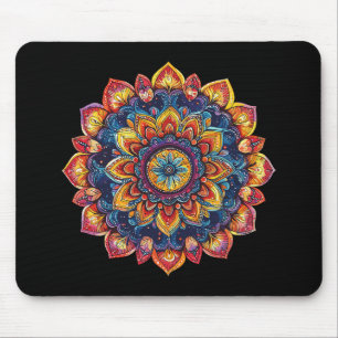 Sacred Lotus Mandala Hippie Festival Style Mouse Mat