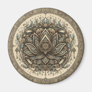 Sacred Lotus Mandala Vintage Spiritual Art Magnet