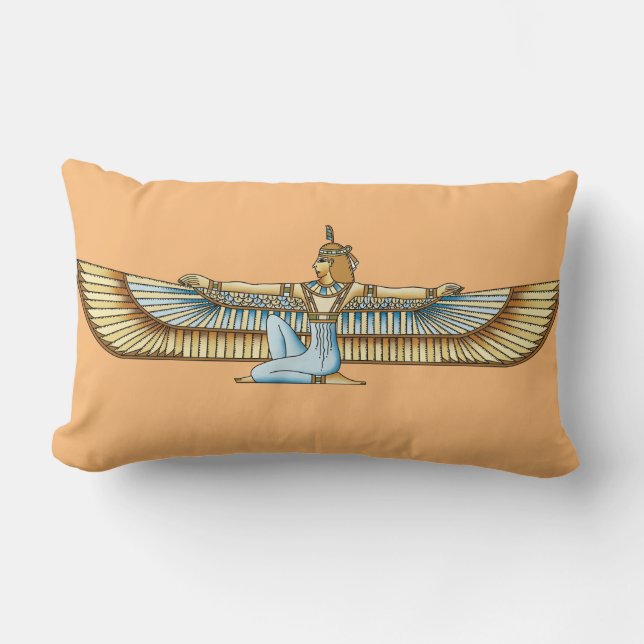 Sacred Ma'at Design - Emblem of Egyptian Civilizat Lumbar Cushion (Front)