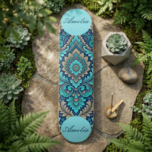 Sacred Mandala Navy Blue Teal Damasks Spirituality