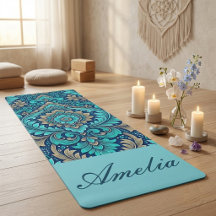 Sacred Mandala Navy Blue Teal Damasks Spirituality