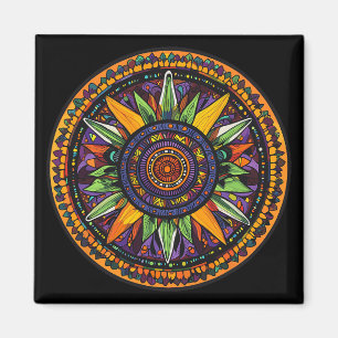 Sacred Mandala Sunburst Meditation Magnet