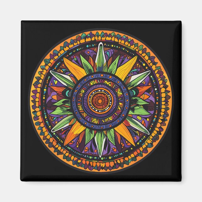 Sacred Mandala Sunburst Meditation  Magnet (Front)