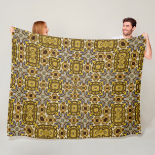 Sacred Mayan Gold Topaz Pattern Quilt Fleece Blanket