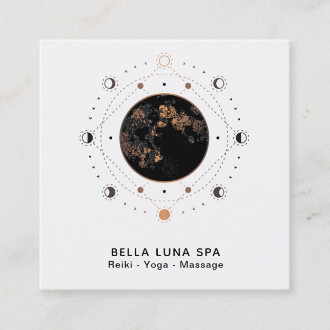 *~* Sacred Moon Phases Universe Stars Luna Shaman Square Business Card (Front)