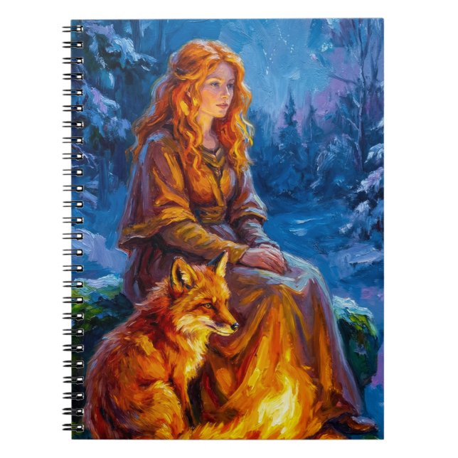 Sacred Nature: Celtic Goddess Brigid Art on Canvas Notebook (Front)