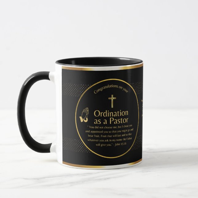 Sacred Newly Ordained Pastor Bible Verse Custom Mug (Left)