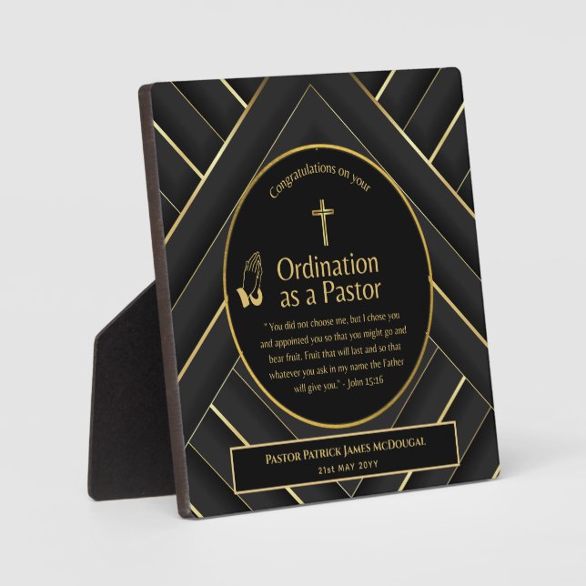 Sacred Newly Ordained Pastor Bible Verse Custom Plaque (Front)