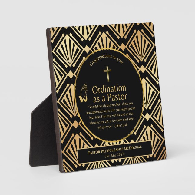 Sacred Newly Ordained Pastor Bible Verse Custom Plaque (Front)