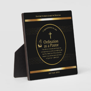 Sacred Newly Ordained Pastor Personalised Gift Plaque
