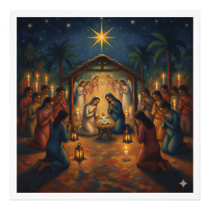 Sacred Night Nativity Scene – Vibrant Christmas Photo Print