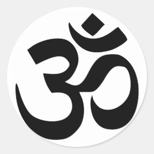 Sacred Om Symbol Sanskrit Script Writing Classic Round Sticker