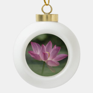 Sacred Pink Lotus Blossom - Serene Zen Art for Med Ceramic Ball Christmas Ornament