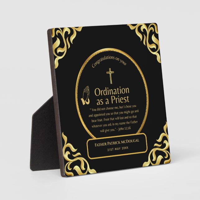 Sacred Priest Gift Pastor Deacon Ordination Custom Plaque (Front)