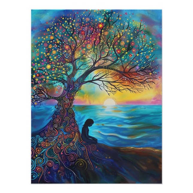 Sacred Roots At Ocean Dawn Poster (Front)