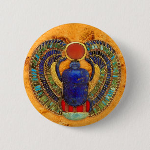 Sacred Scarab of Ancient Egypt 6 Cm Round Badge