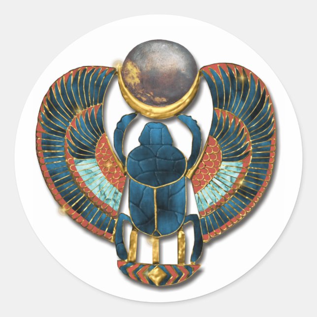 Sacred Scarab of King Tut Classic Round Sticker (Front)