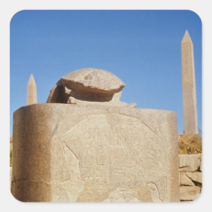 Sacred scarab statue in the Temple of Amun Square Sticker