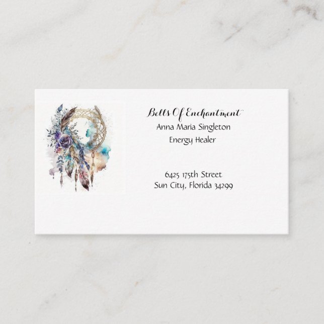 Sacred Shaman Shamanic Dream Catcher  Business Card (Front)