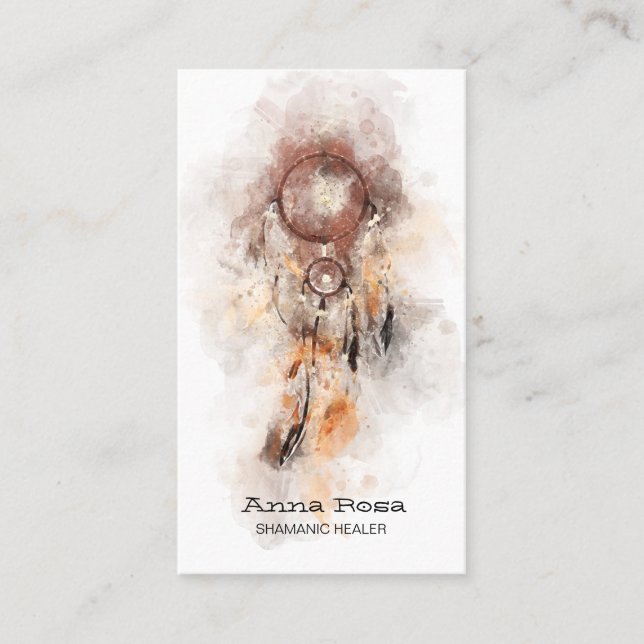 *~* Sacred Shamanic Dream Catcher Tribal Shaman Business Card (Front)