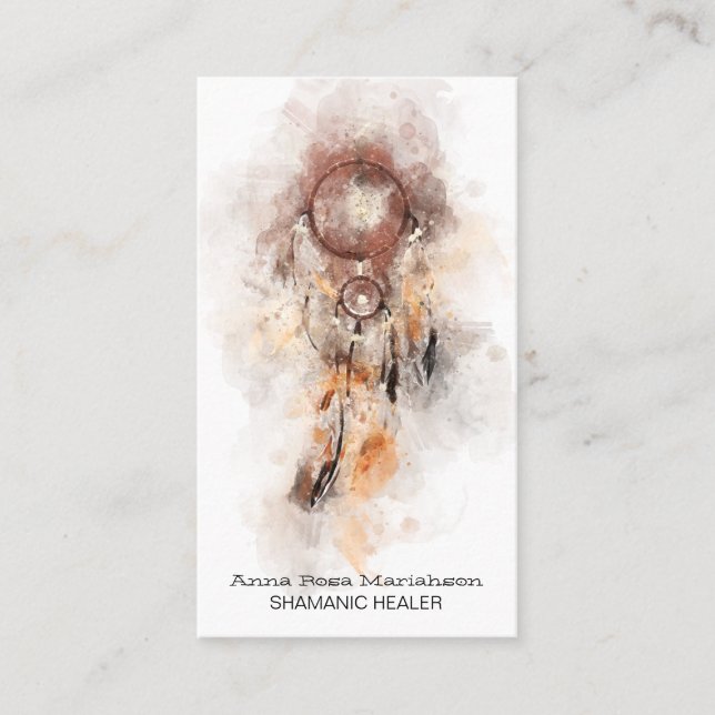 *~* Sacred Shamanic Dream Catcher  - Tribal Shaman Business Card (Front)