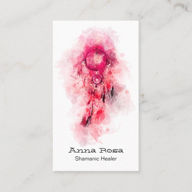 *~* Sacred Shamanic Dream Catcher Tribal Shaman QR Business Card (Front)