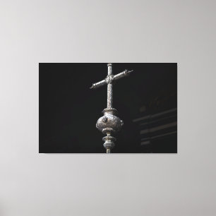 Sacred Silver: Ornate Processional Cross Canvas Print