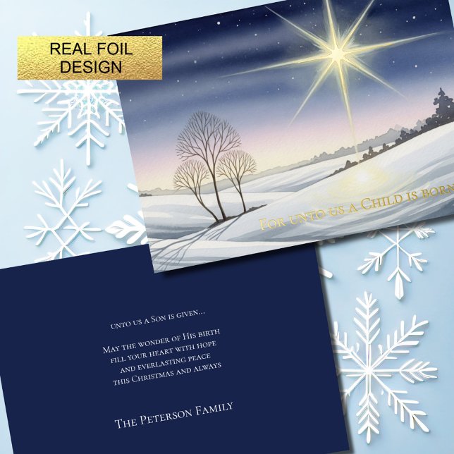 Sacred Snowy Scene of Christmas Foil Holiday Card (Creator Uploaded)