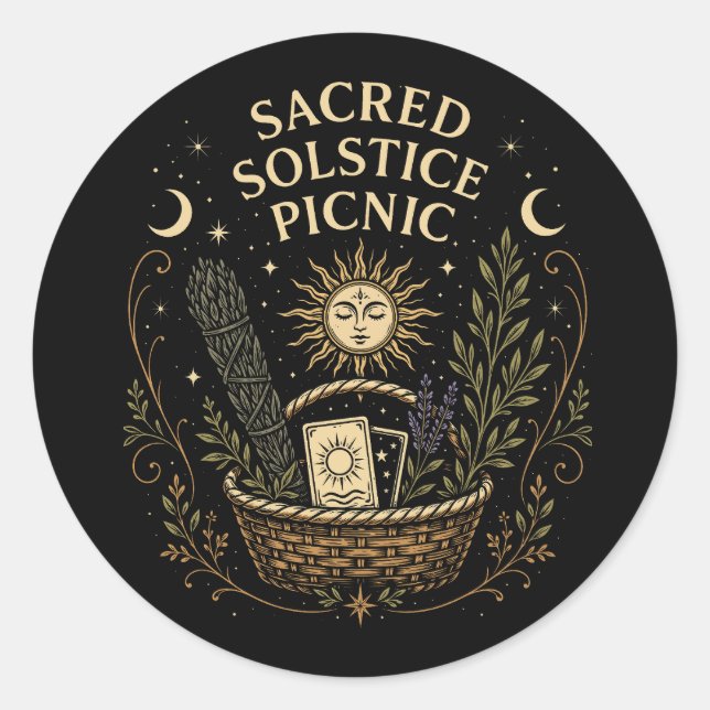 Sacred Solstice Picnic Litha  Classic Round Sticker (Front)