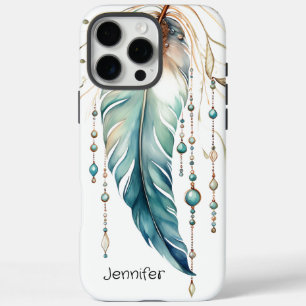 Sacred Teal Watercolor Feather iPhone / iPad case