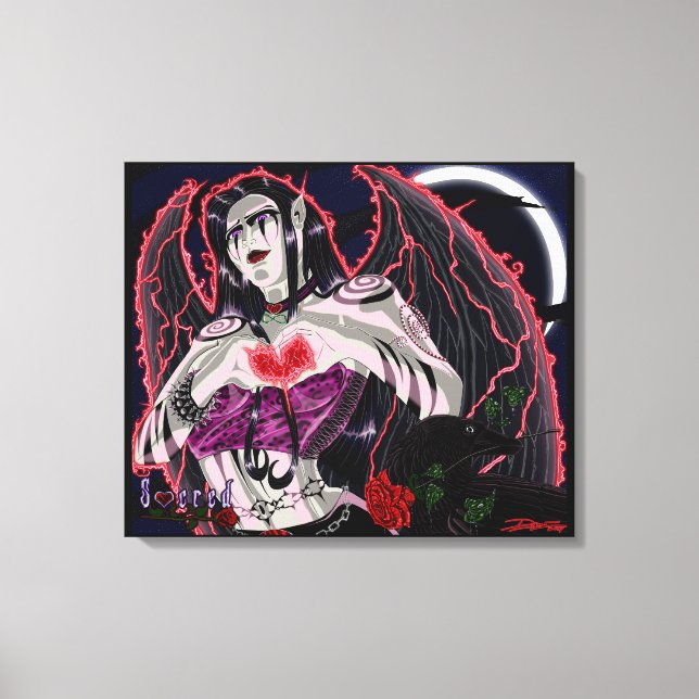 Sacred- The Dark Angel Stretched Canvas Prints (Front)