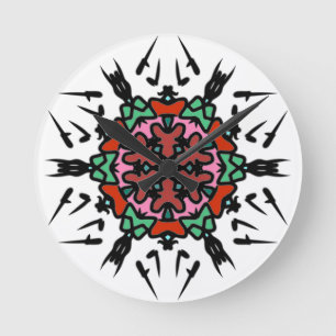 Sacred Thorn Mandala Round Clock