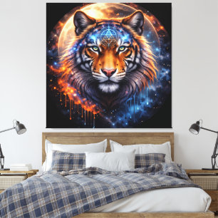 Sacred Tiger – Cosmic Balance   Mystical Tiger Fan Canvas Print