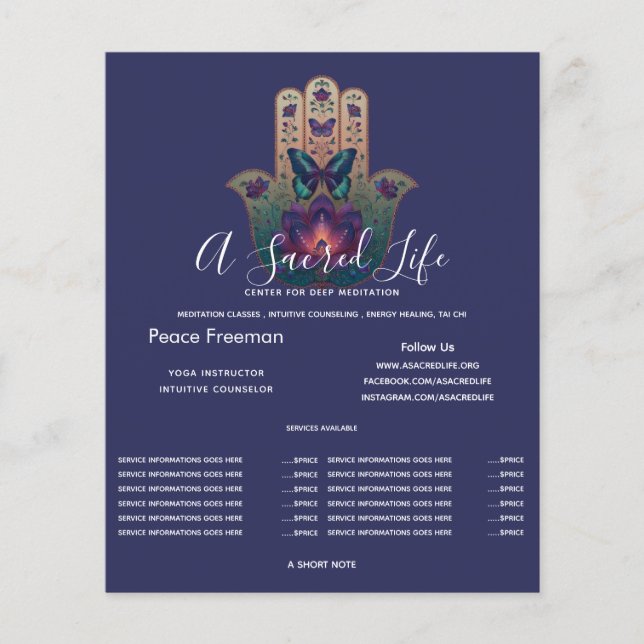 Sacred Transformation | Hamsa Hand Design Flyer (Front)