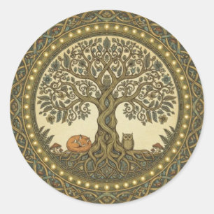 Sacred Tree of Life Celtic Art Classic Round Sticker