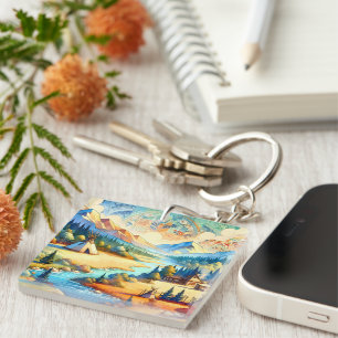 Sacred Valley Native American Landscape Key Ring