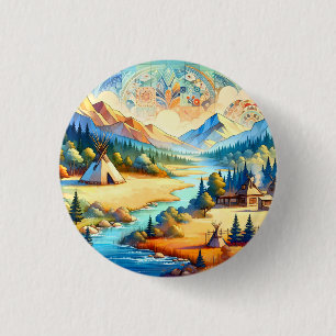 Sacred Valley - Native American Tribal Landscape 3 Cm Round Badge