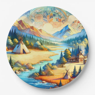Sacred Valley - Native American Tribal Landscape Paper Plate