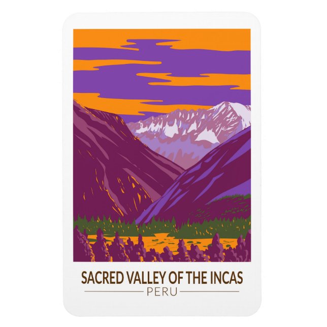 Sacred Valley Peru Travel Art Vintage Magnet (Vertical)