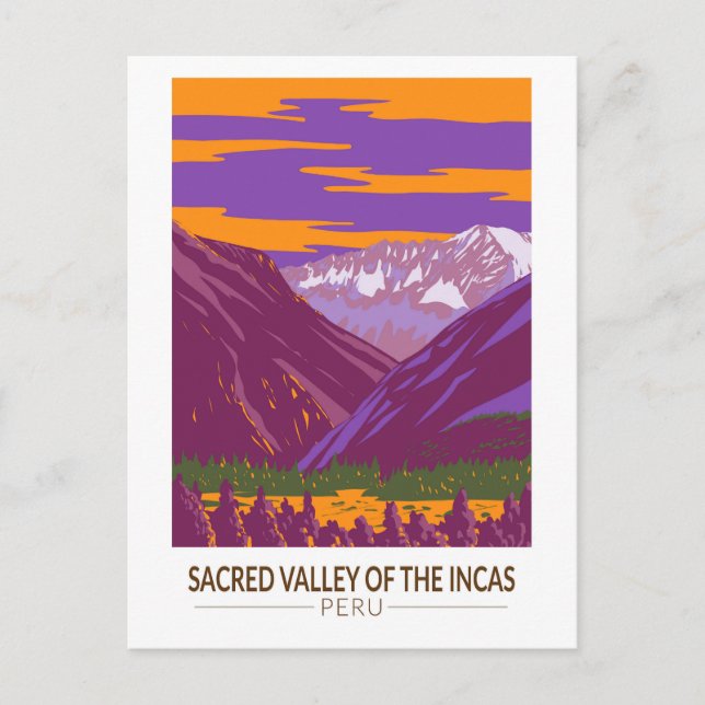 Sacred Valley Peru Travel Art Vintage Postcard (Front)