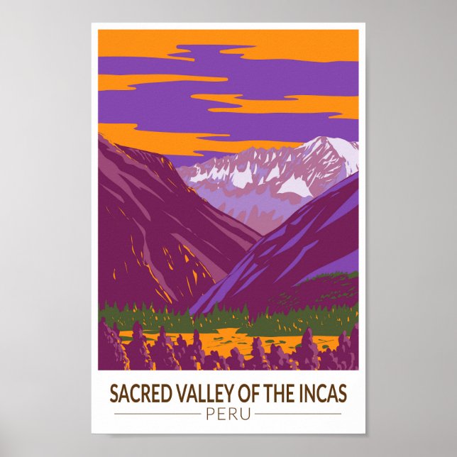 Sacred Valley Peru Travel Art Vintage Poster (Front)