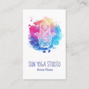 *~* Sacred Watercolor Hamsa Hand Yoga Business Card